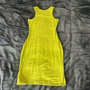 Green form fitting dress